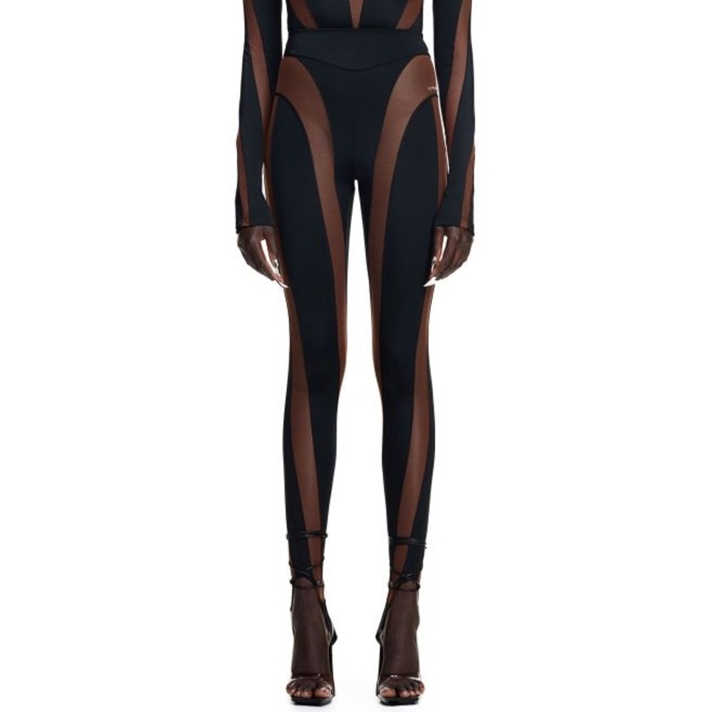 H&M x Mugler Mesh-paneled Stirrup Leggings
Dark brown — Limited Release *NWT*
